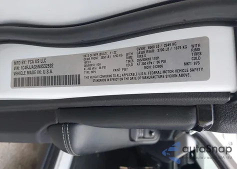 2022 Jeep Grand Cherokee L Laredo 4X2 from USA, damaged, VIN 1C4RJJAG5N8532892